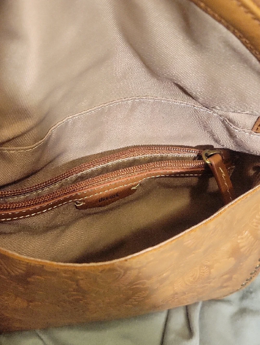 The Sak Tan Embossed Leather Crossbody with Tassel - Picture 4 of 8